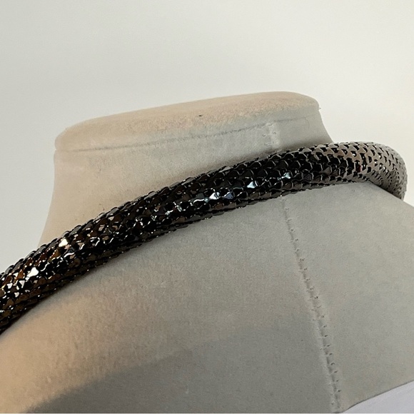 Black Snake Choker Necklace with Rhinestones - Picture 6 of 7